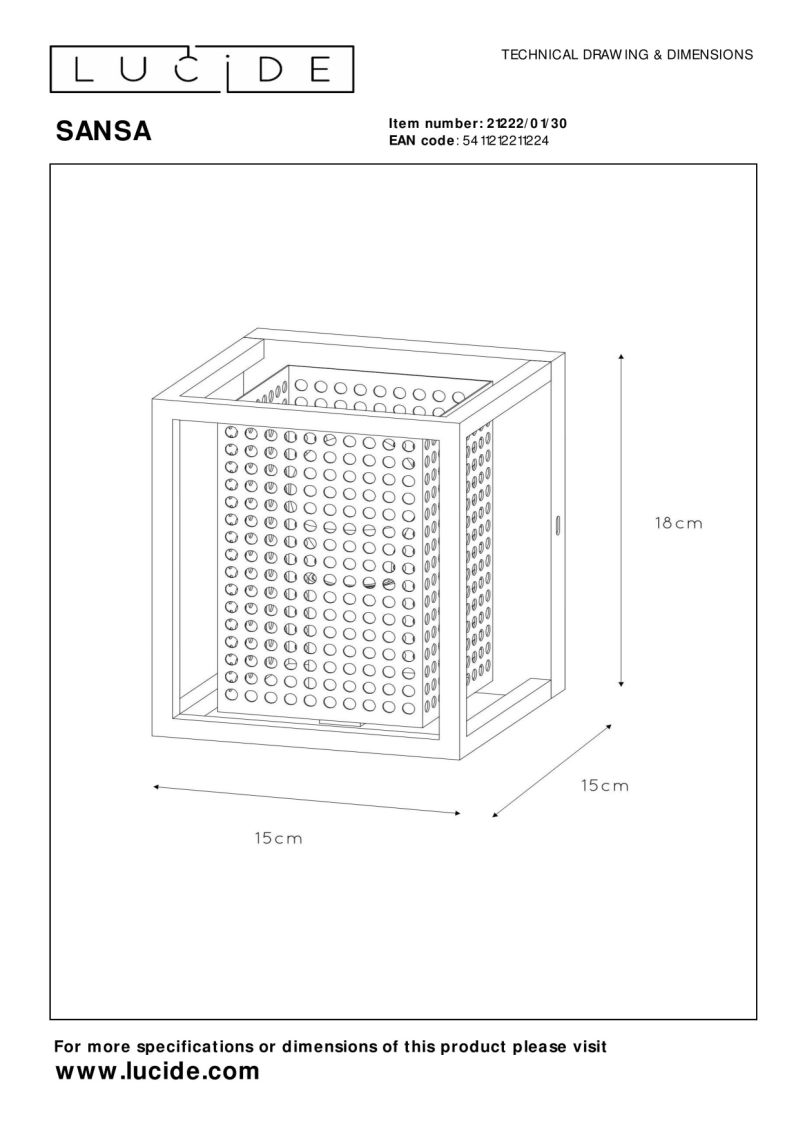 Lucide SANSA - Nástenné svietidlo - 1xE27 - Čierne